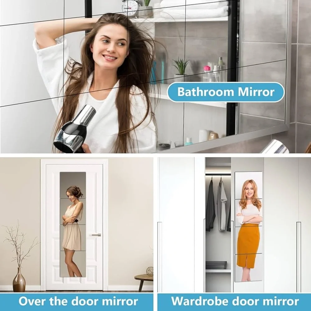 🆕 Modern Wall Mirror Squares Set - 4 Pcs